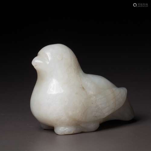 CHINESE HETIAN JADE FIGURE OF BIRD