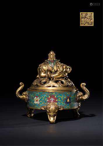 CHINESE CLOISONNÉ ELEPHANT TRIPOD CENSER