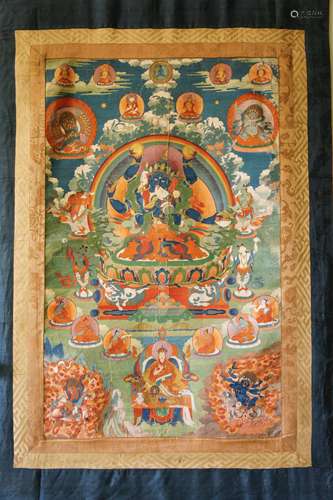 CHINESE TIBETAN THANGKA OF NANDIKESVARA