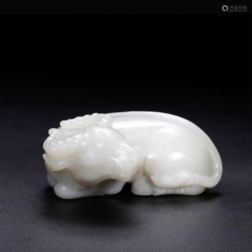 CHINESE WHITE JADE FIGURE OF WATER BUFFALO