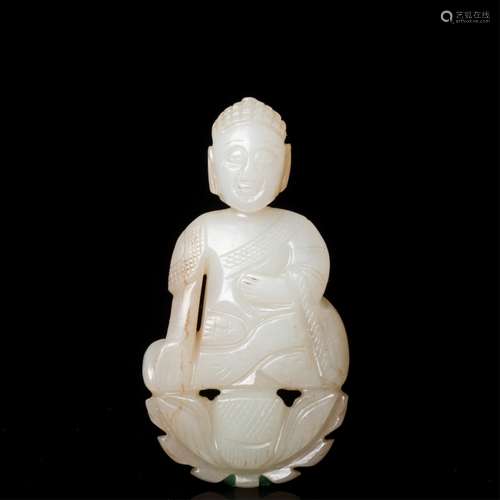 CHINESE WHITE JADE BUDDHA PENDANT