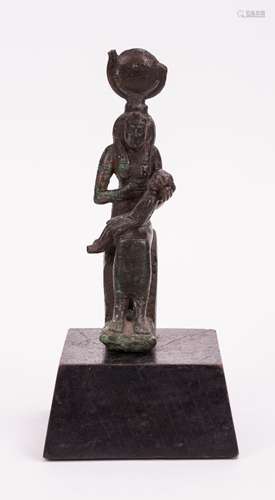 EGYPTIAN BRONZE FIGURE ON STAND