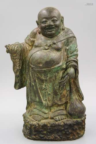 17TH CENTURY BRONZE STANDING HOTEI