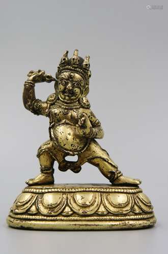 YUAN DYNASTY TIBETAN BRONZE FIGURE OF MAHAKALA