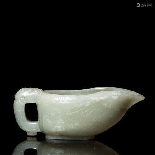 CHINSE CELADON JADE CHILONG CUP