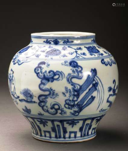 Ming Style Blue and White Porcelain Brush Pot