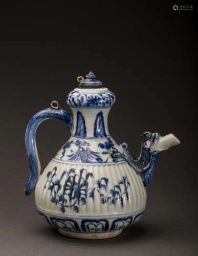 14-16th Century Blue and White Porcelain Ewer