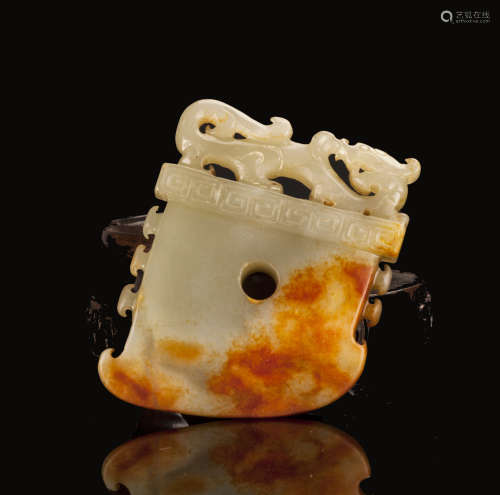 Antique Hetian Jade Carved Ruyi Typed Decoration