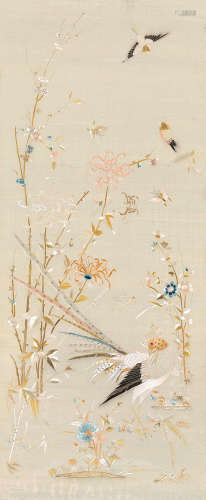 19世纪 刺绣 花鸟