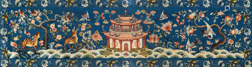 19世纪 缂丝 仙鹤添寿图