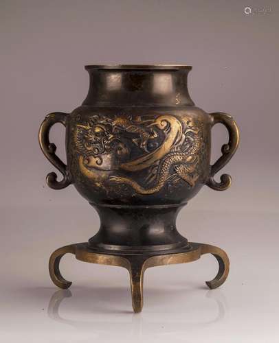 Antique Bronze Vase With Long Neck