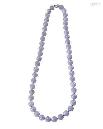 白銀扣紫翡翠(48粒)項鏈