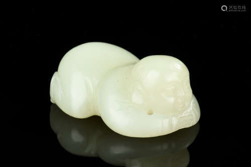 WHITE JADE CARVED 'CHILD' PAPER WEIGHT