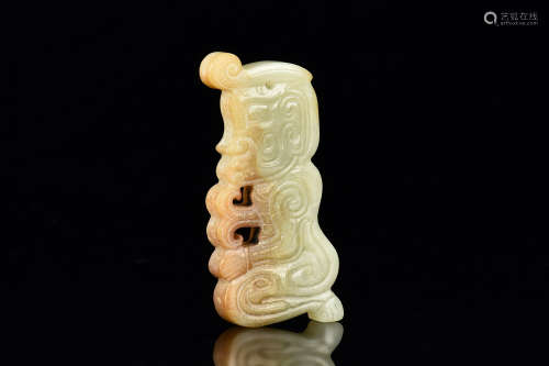 HETIAN WHITE JADE CARVED 'PERSON' ORNAMENT