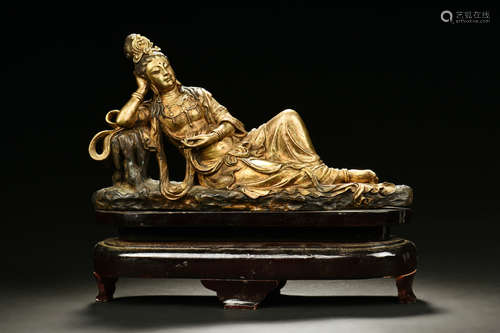 GILT BRONZE GUANYIN FIGURE