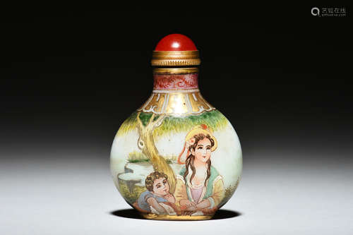 GLASS 'PEOPLE' SNUFF BOTTLE