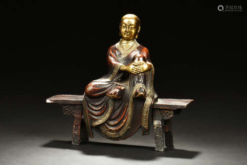 BRONZE CAST SEATED ARHAT