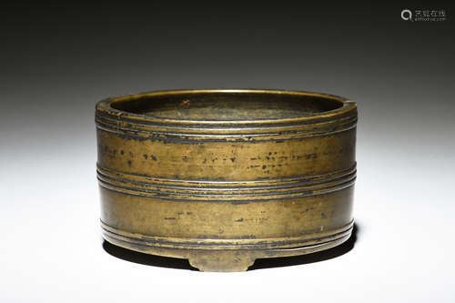 BRONZE TRI-RING BAND TRIPOD CENSER