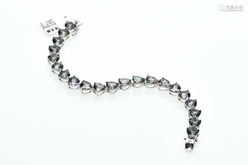 14K WHITE GOLD MYSTIC TOPAZ BRACELET