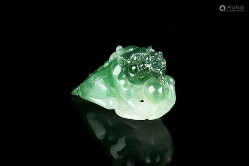 JADEITE CARVED 'LION' FIGURE WITH GIA CERTIFICATE