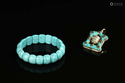 TURQUOISE ORNAMENT AND BRACELET