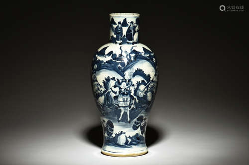 BLUE AND WHITE 'WARRIORS' VASE