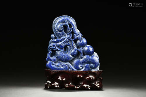 LAPIS LAZULI CARVED 'DRAGON' FIGURE