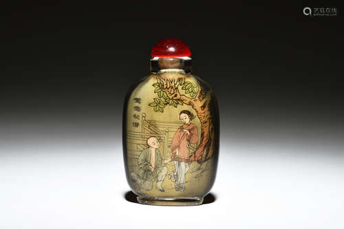 INSIDE PAINTED EROTIC SCENE SNUFF BOTTLE