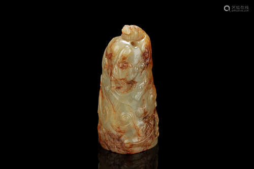 JADE CARVED 'DRAGONS' SEAL