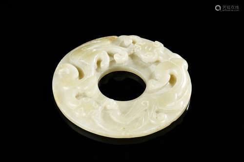 CARVED HETIAN JADE 'CHILONG' DISC, BI