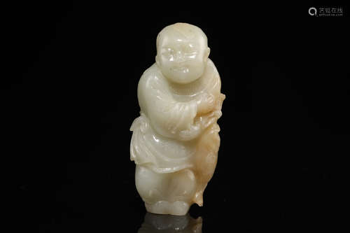 CELADON JADE CARVED BOY