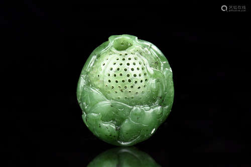 JADE CARVED PERFUME POUCH ORNAMENT