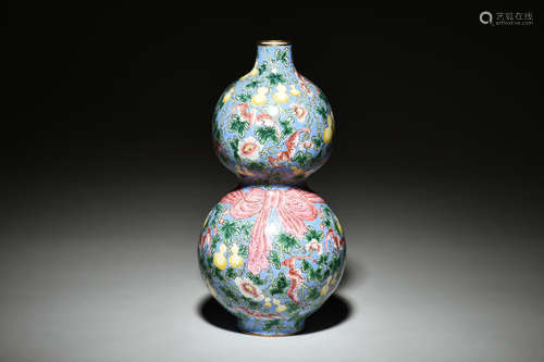 CLOISONNE ENAMELED 'FLOWERS' VASE