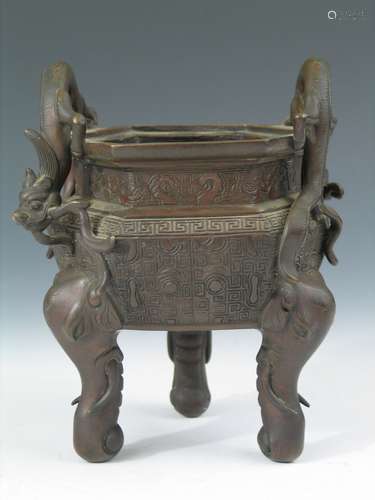 Chinese Bronze Censor, Ming Period, Marked 