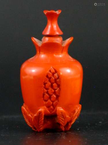 Chinese Huangyangmu Carved Snuff Bottle.