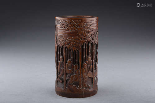 BAMBOO CARVED BRUSH POT