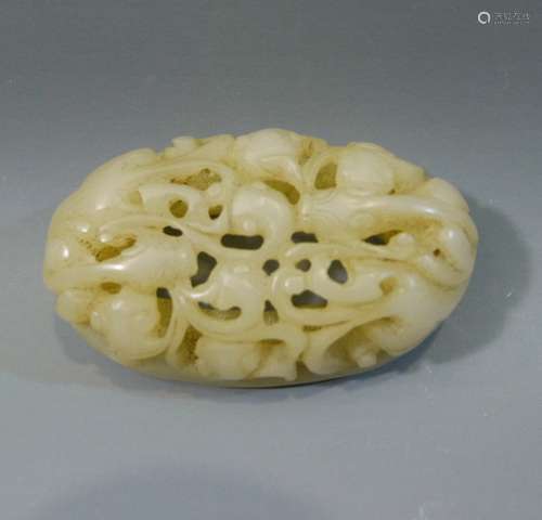 ANTIQUE CHINESE CARVED HETIAN JADE COVER QING DYNASTY