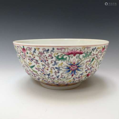 A FINE CHINESE ANTIQUE FAMILL ROSE PORCELAIN BOWL SEAL MARK OF XIANFENG