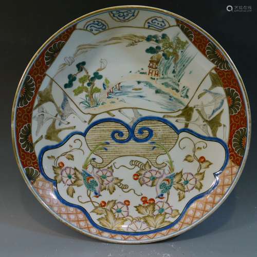 ANTIQUE JAPANESE ARITA WARE PORCELAIN CHARGER - EDO PERIOD 18TH CENTURY