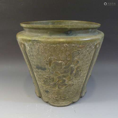 LARGE ANTIQUE JAPANESE BRONZE POT - MEIJI PERIOD