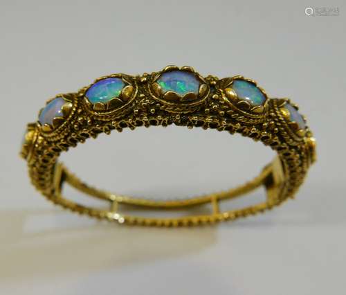 14K GOLD NATURAL N5 BLACK OPAL BRACELET