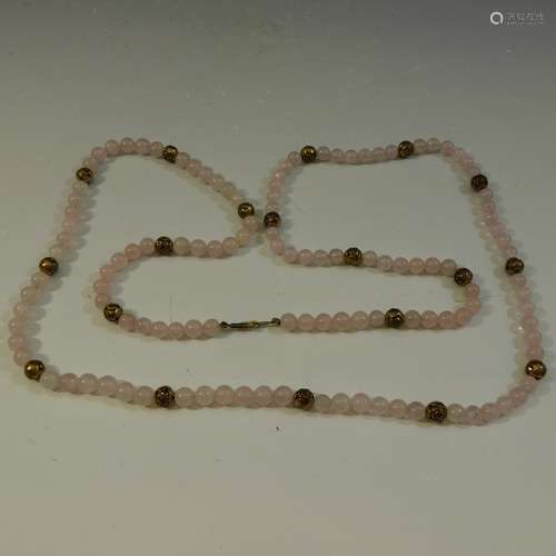 CHINESE ROSE QUARTZ NECKLACE