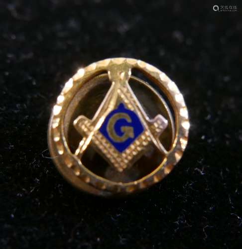 14K GOLD FREEMASON MASONIC LAPEL PIN