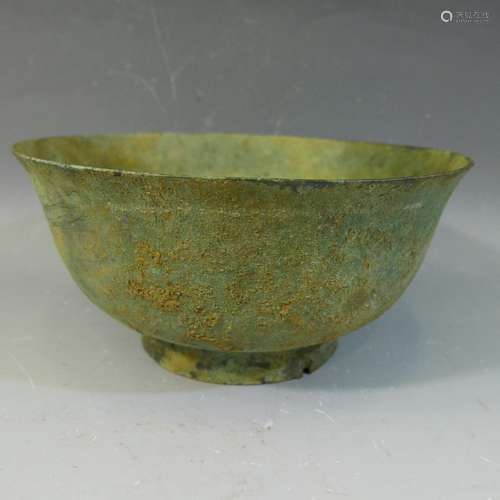 ANTIQUE CHINESE BRONZE BOWL - TANG DYNASTY