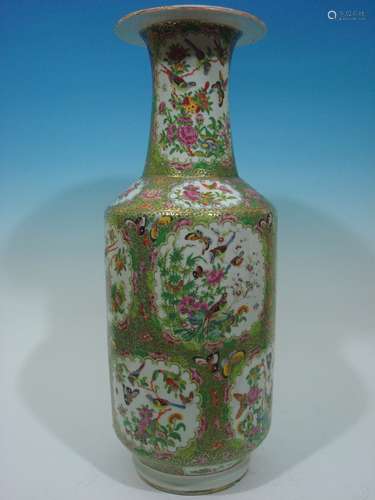 ANTIQUE Large Chinese Rose Medallion Vase, 24