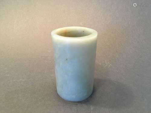 ANTIQUE Large Chinese White Jade Pen Brush, 3 1/2