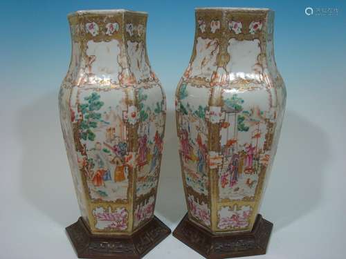 ANTIQUE Large Pair Chinese Famille Rose Vases. 18th Century.