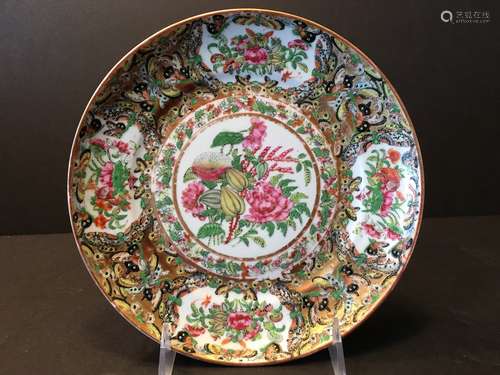 ANTIQUE Chinese Famille Rose Butterfly plate, 19th Century, 8