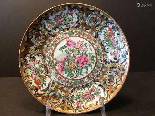 ANTIQUE Chinese Famille Rose Butterfly plate, 19th Century, 8