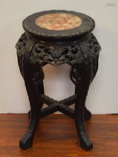 Chinese Wood Chair with Marble on Top